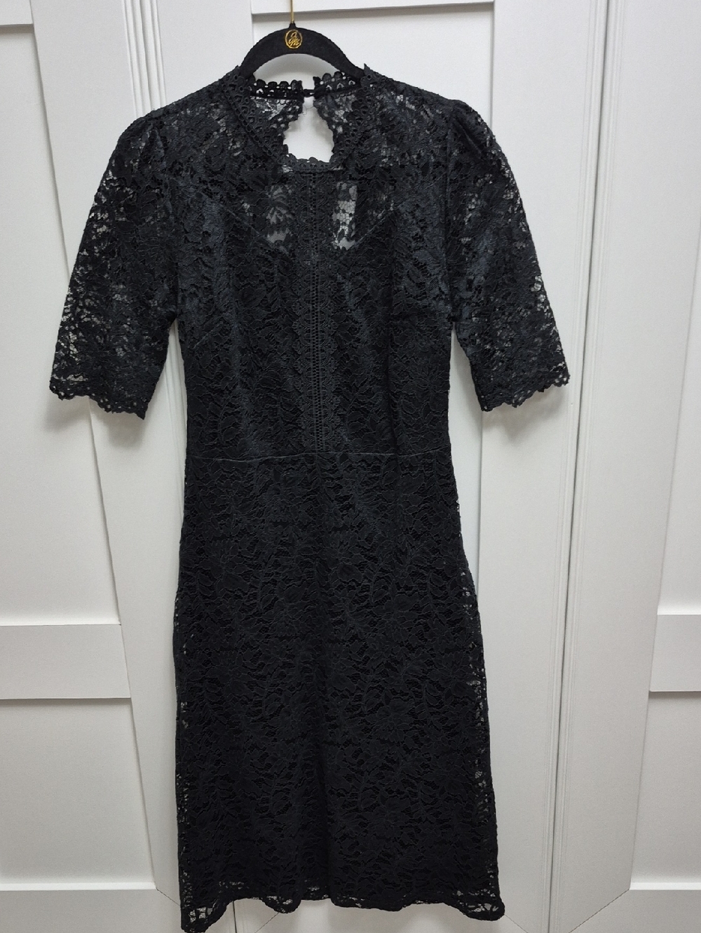 next Black Lace Midi Dress with Keyhole Neck